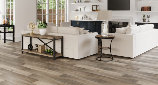 A living room featuring luxury vinyl plank flooring