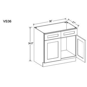 Vanity Sink Base Cabinet - Two Doors, Two False Drawer Front Cab - VS36|Size VS36"||36" W x 21"D x 34.5" H|Multiple Colors|